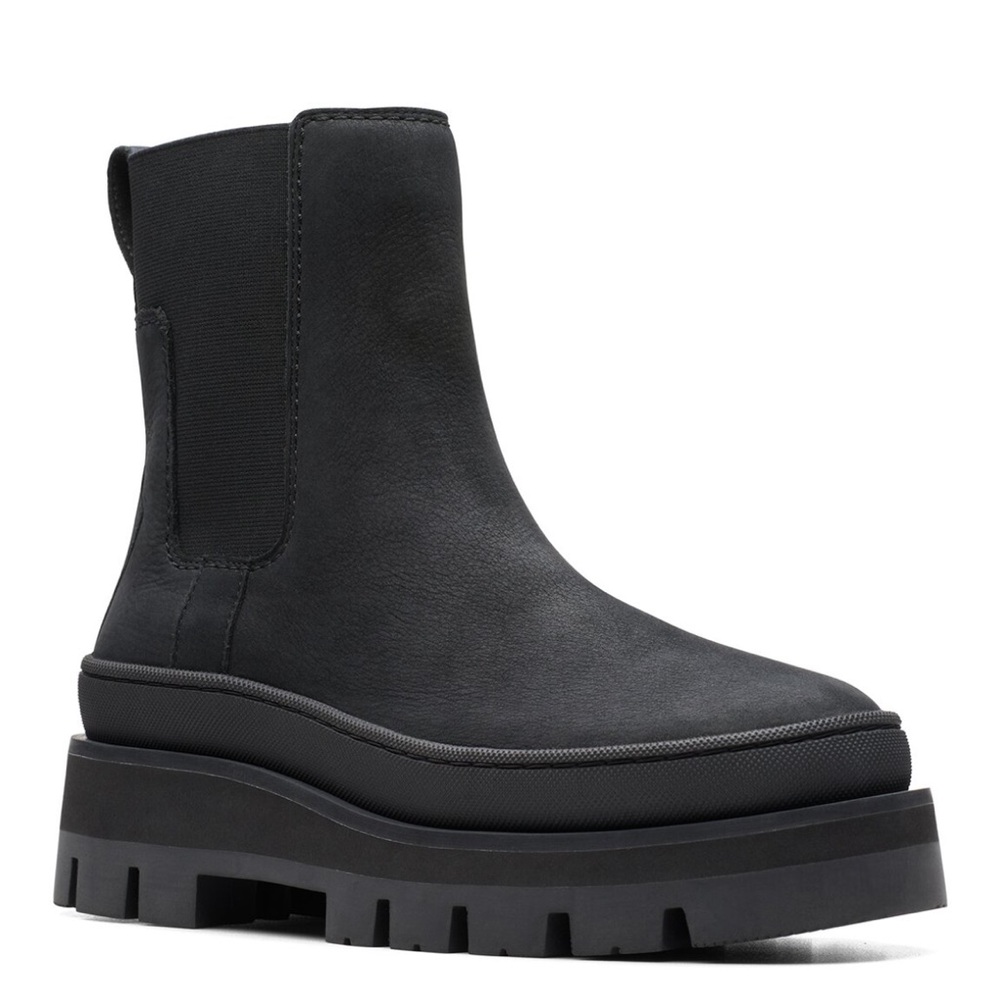 Clarks Black Chunky Ankle Boots